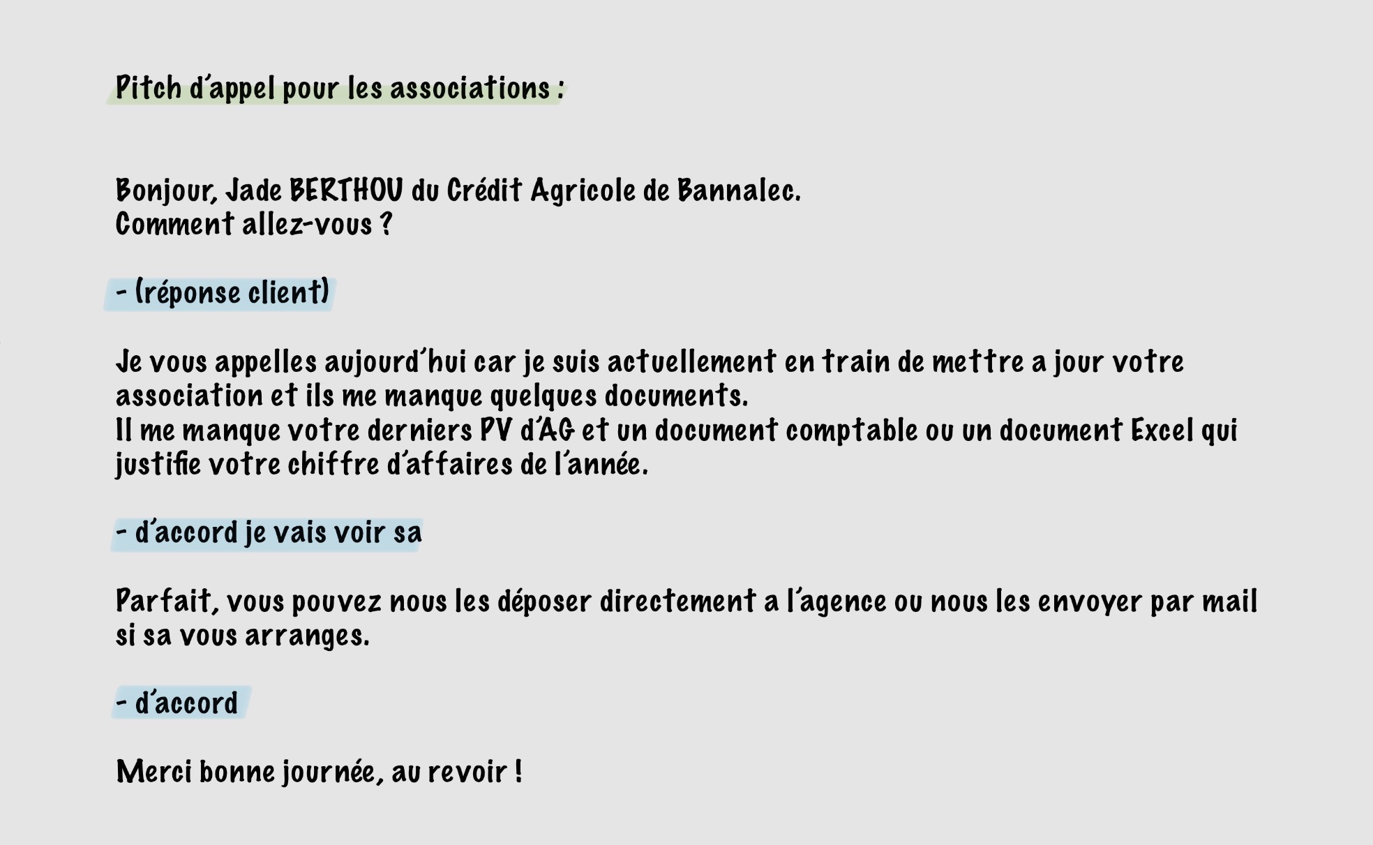 Pitch d’appel association stage