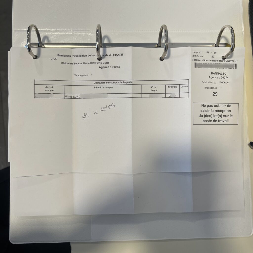Bordereaux de cheques